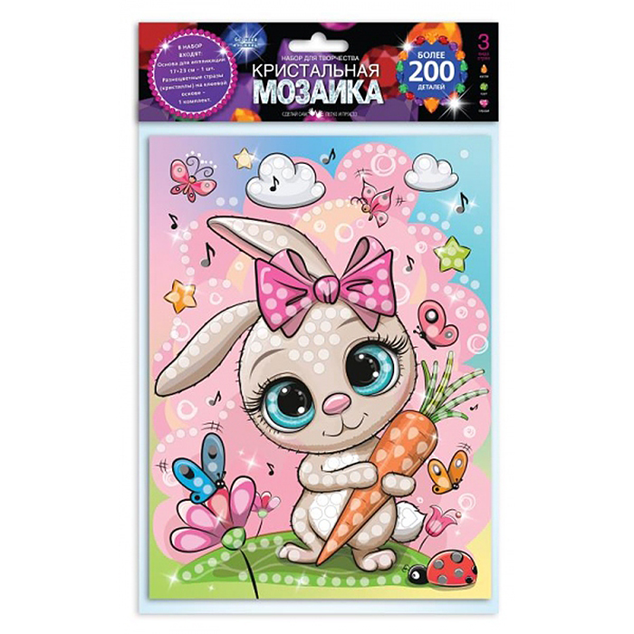 Кристальная мозаика 17*23 см., "Зайчик" в пакете 