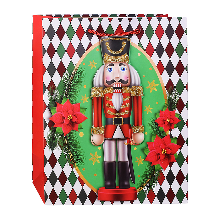 Фото к товару Пакет подарочный 00-6875 "Щелкунчик" 26*32*12 см. Пакет подарочный 00-6875 "Щелкунчик" 26*32*12 см.