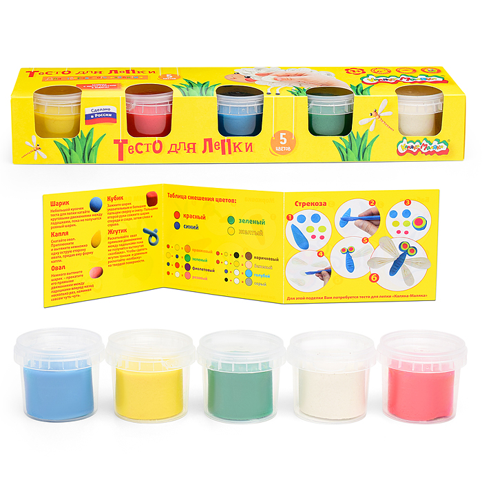 Тесто для лепки 5 цв. (красный, желтый, зеленый, синий, белый) по 90 г карт.уп. Тесто для лепки 5 цв. (красный, желтый, зеленый, синий, белый) по 90 г карт.уп.