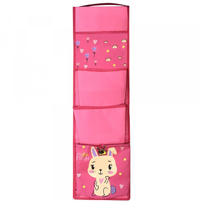 Кармашки-органайзер в шкафчик для детского сада 5 карманов 83x24 см розовый