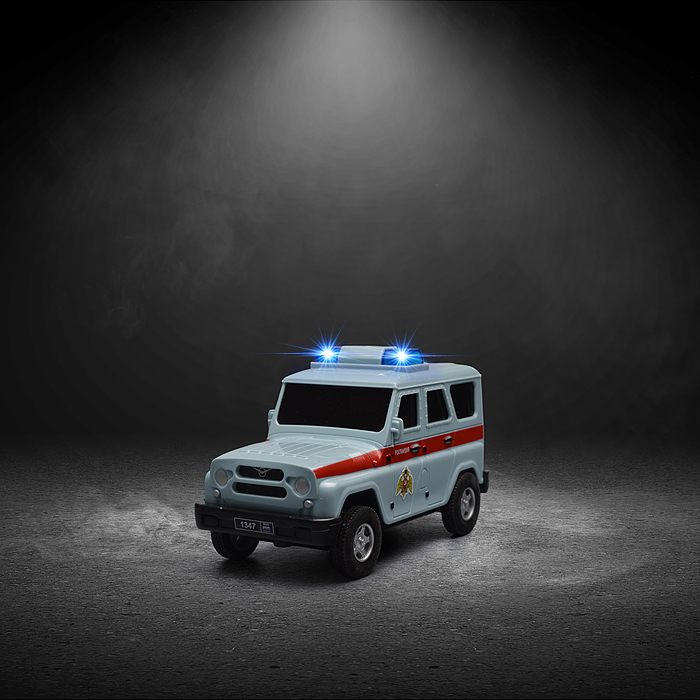 Фото к товару Машина р/у УАЗ Хантер Росгвардия 15 см, свет, серый, в коробке Машина р/у УАЗ Хантер Росгвардия 15 см, свет, серый, в коробке