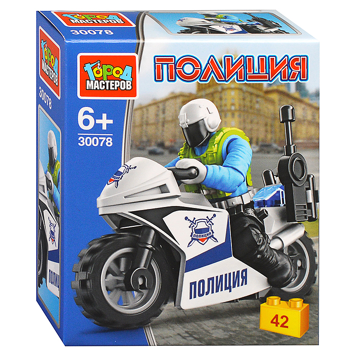 Конструктор Пплицейский на мотоцикле, 42 дет. 
