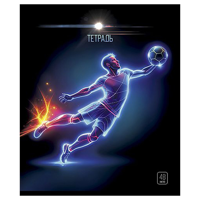 Тетрадь 48л. клетка А5 скрепка S "Футбол" Премиум 4+0+Ламинация матовая+УФ выборочный Брайль