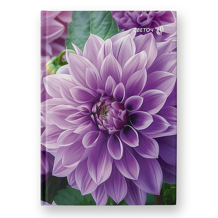 Бизнес-блокнот 64л. А6 "Георгины" матовая ламинация, клетка  