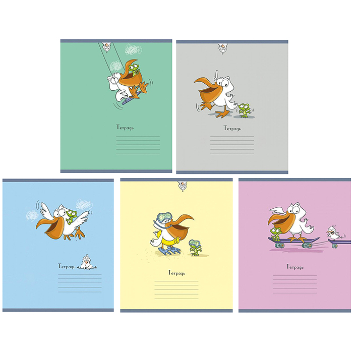 Тетрадь 12л. линия А5 скрепка S "Пеликаны" УФ выборочный Брайль 5% 