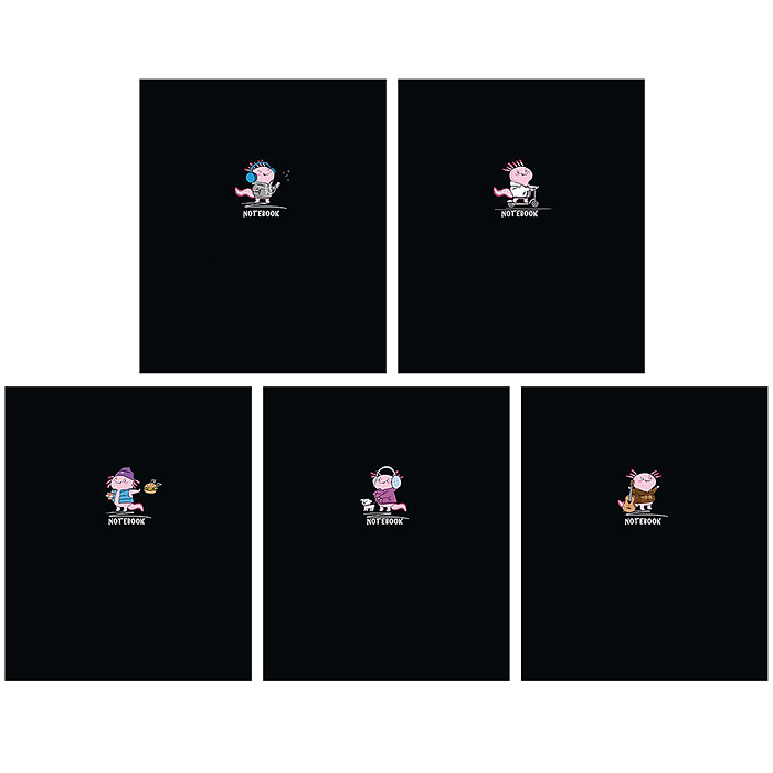 Тетрадь 48л. клетка А5 скрепка S "Аксолотль" Премиум 4+0+Матовая ламинация+выб УФ-лак+Конгрев