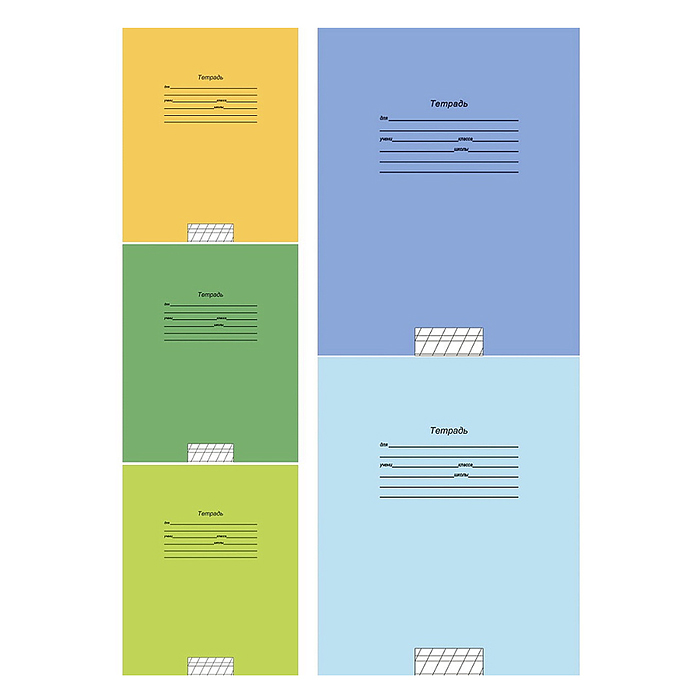 Тетрадь 12л. косая линия "Учусь на отлично-5" обл. - цвет. мелов, 5 диз. в спайке