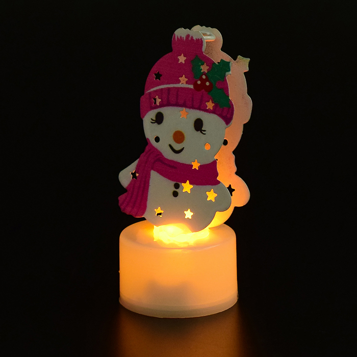 Новогодняя фигурка S1674 светящаяся 8см (Дедушка, елка, снеговик) в пакете