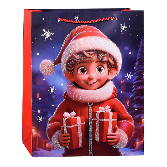 Фото к товару Пакет подарочный 00-6902 "Счастливый праздник" 26*10*32 см. Пакет подарочный 00-6902 "Счастливый праздник" 26*10*32 см.