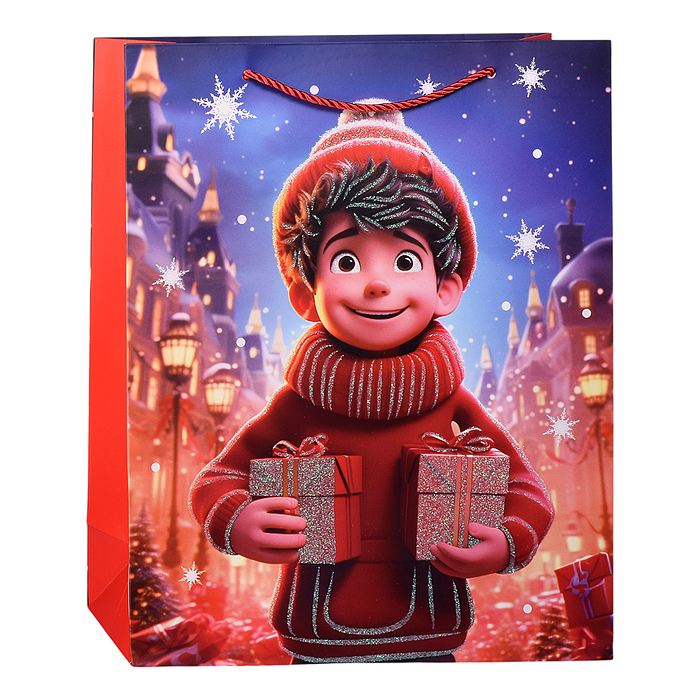 Фото к товару Пакет подарочный 00-6902 "Счастливый праздник" 26*10*32 см. Пакет подарочный 00-6902 "Счастливый праздник" 26*10*32 см.