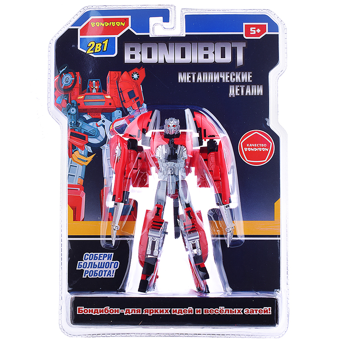 Трансформер робот-вертолёт пожарный, метал.детали, 2в1 цвет красный 