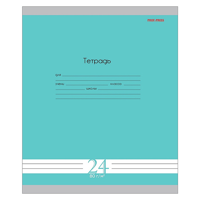 Тетрадь 24л. линия "Fresh Line мята" 80г/м2, цвет.мелов.обл.