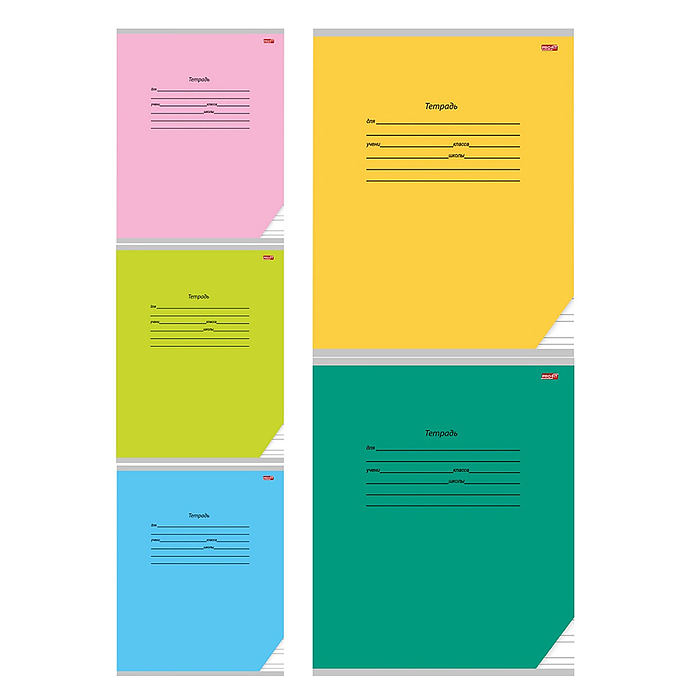 Тетрадь 12л. узкая линия "Школьная классика" обл.-цвет. мелов,5 диз. в коробке