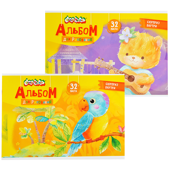 Альбом для рисования 32 л. А4 скреп. мел. карт., ВД-лак, офс. раскраска на обложке