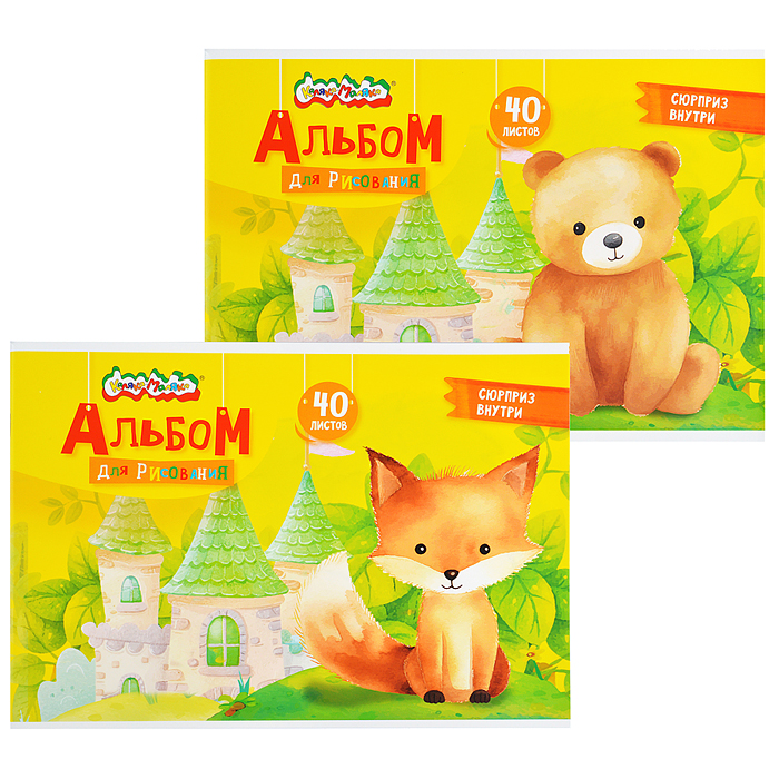 Альбом для рисования 40 л. А4 скреп. мел. карт., ВД-лак, офс. раскраска на обложке