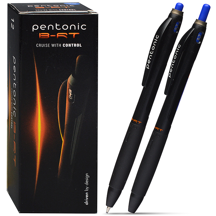 Ручка шариковая автом. Pentonic B-RT синий 1 цв. 0,7 мм кругл. корп. грип игольчатый наконечник