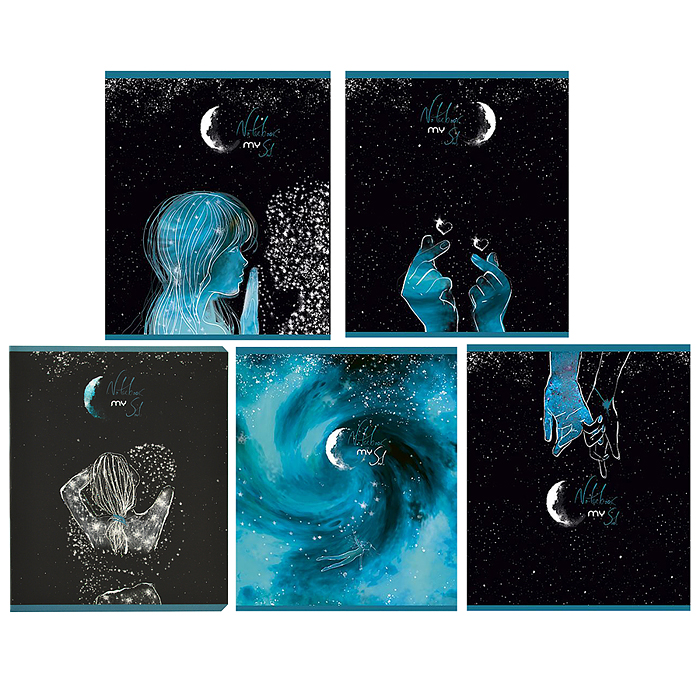 Тетрадь 48л. клетка А5 скрепка S "Мой сон" Премиум 4+4+Ламинация СофтТач+Блестки 8% 