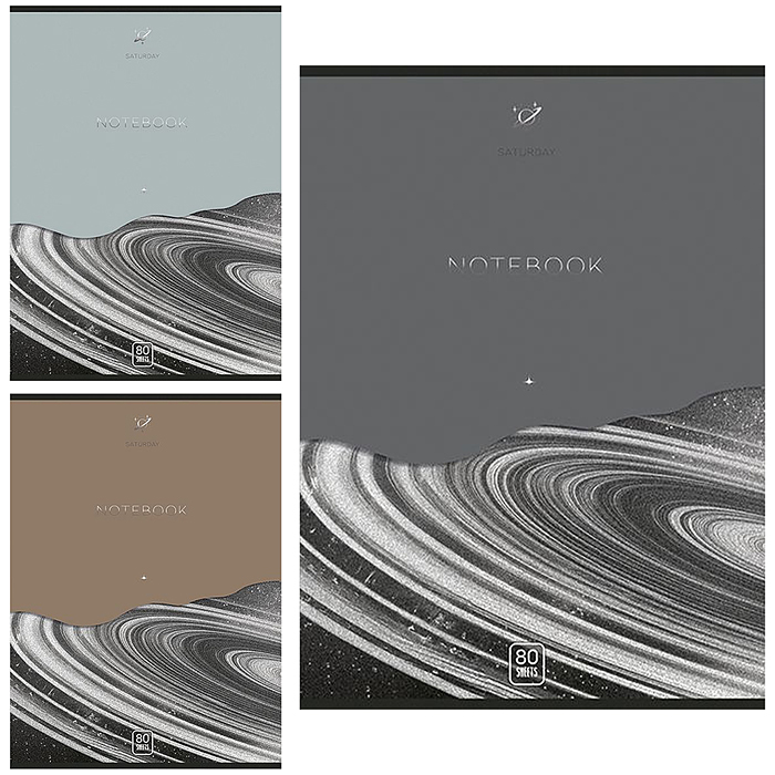 Тетрадь 80л. клетка А4 скрепка S "Сатурн" Премиум 4+0+Матовая ламинация+Выборочный брайль 5%