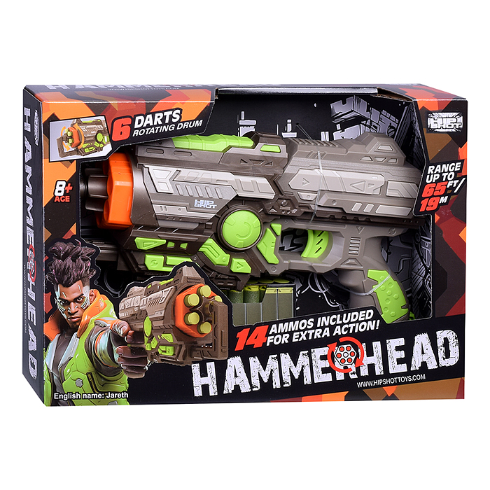 Фото к товару Бластер FJ9009 "Hammerhead" с мягкими пулями, в коробке Бластер FJ9009 "Hammerhead" с мягкими пулями, в коробке