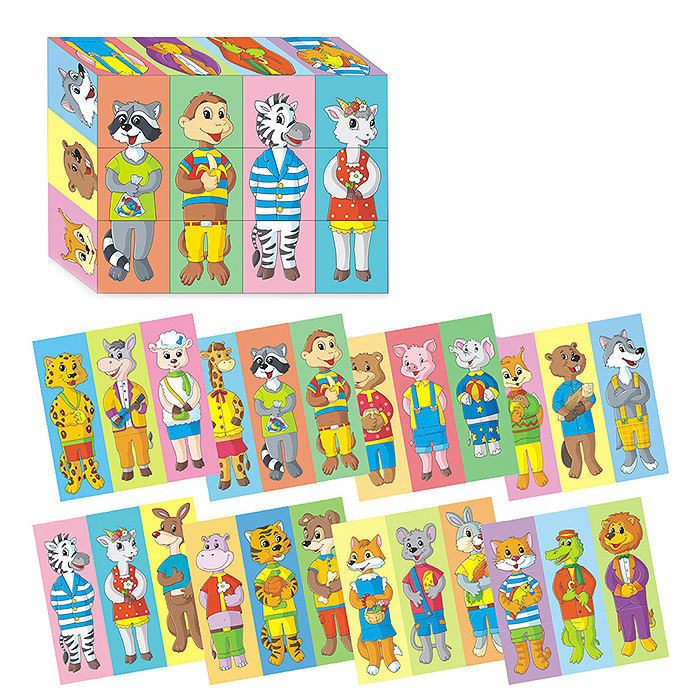 Кубики (12 куб) "Собирайки-животные" Кубики (12 куб) "Собирайки-животные"