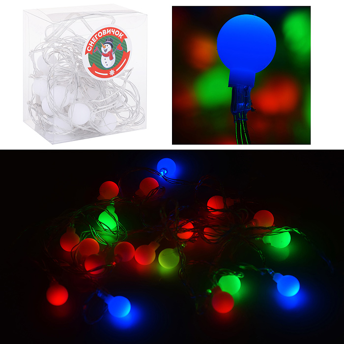 Электрогирлянда "Бусины", 4 м, 20 ламп, цветная Электрогирлянда "Бусины", 4 м, 20 ламп, цветная