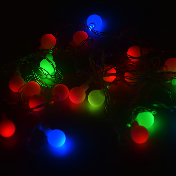 Фото к товару Электрогирлянда "Бусины", 4 м, 20 ламп, цветная Электрогирлянда "Бусины", 4 м, 20 ламп, цветная