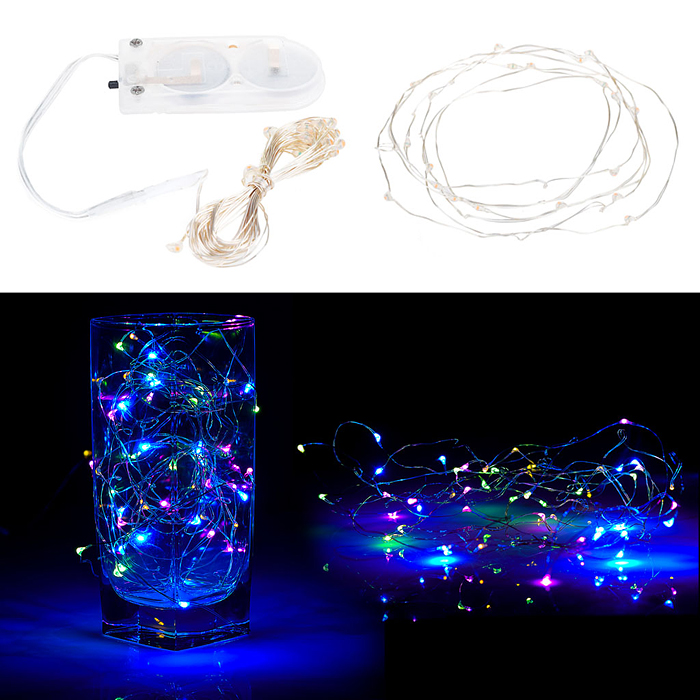 Электрогирлянда Роса 2 м, 20 ламп, на батарейках, цветная Электрогирлянда Роса 2 м, 20 ламп, на батарейках, цветная