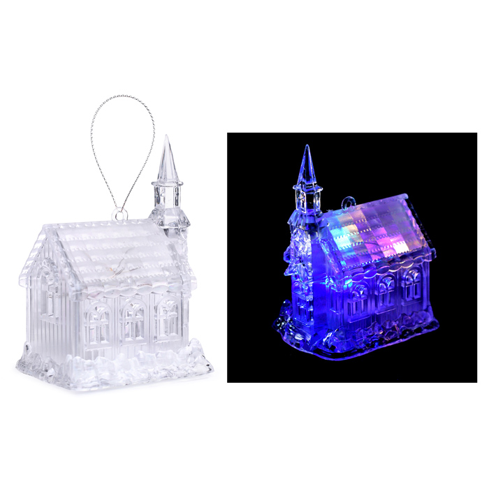 Фигура новогодняя светящаяся S1882 "Домик новогодний" 10см