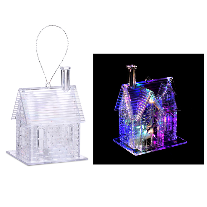 Фигура новогодняя светящаяся S1880 "Новогодний дом" 10см