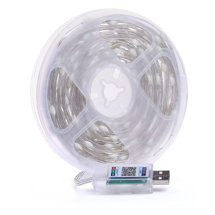 Фото к товару Электрогирлянда светодиодная Роса, 10м, пульт, USB, цветная Электрогирлянда светодиодная Роса, 10м, пульт, USB, цветная