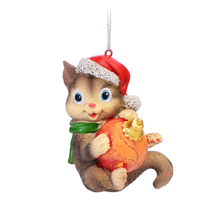 Полирезиновая подвеска "Котик с шариком" 7 см, 