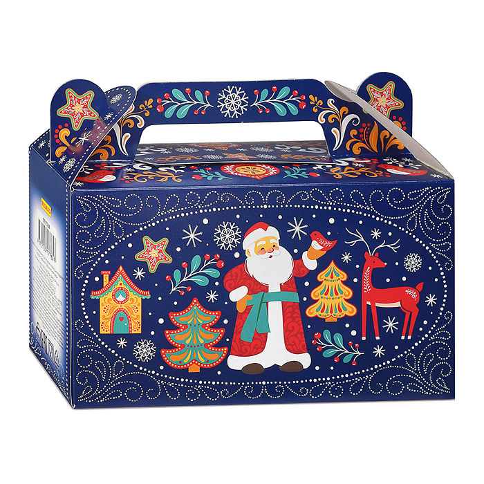Фото к товару Коробка для конфет Сундучок Дедушка Мороз и лесные звери 500г "Собственная разработка" Коробка для конфет Сундучок Дедушка Мороз и лесные звери 500г "Собственная разработка"