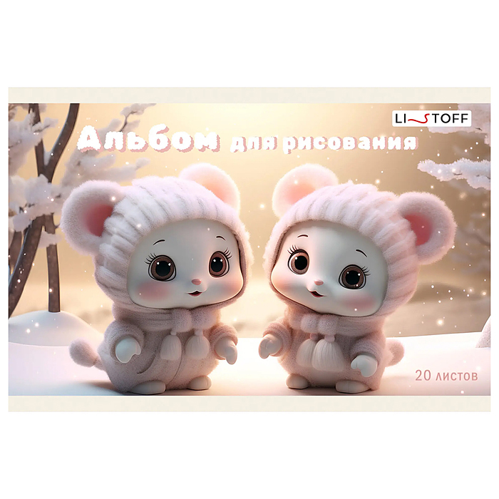 Альбом для рисования 20л. "Двойняшки" скрепка. Обл.: мел. картон. Бум. оф.110г/м2. Уп./гофр..