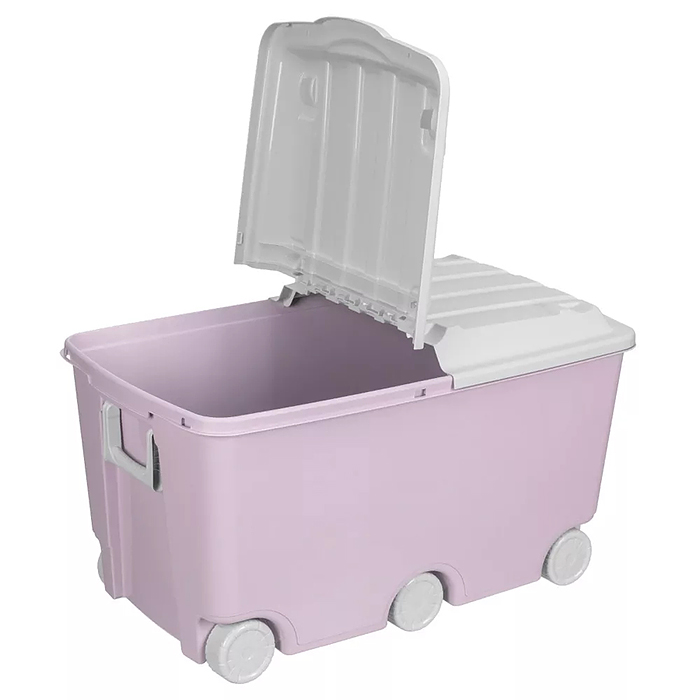 Фото к товару Ящик для игрушек на колесах 66,5л, 685х395х385мм (Розовый) Ящик для игрушек на колесах 66,5л, 685х395х385мм (Розовый)