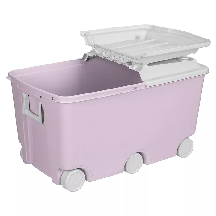 Фото к товару Ящик для игрушек на колесах 66,5л, 685х395х385мм (Розовый) Ящик для игрушек на колесах 66,5л, 685х395х385мм (Розовый)