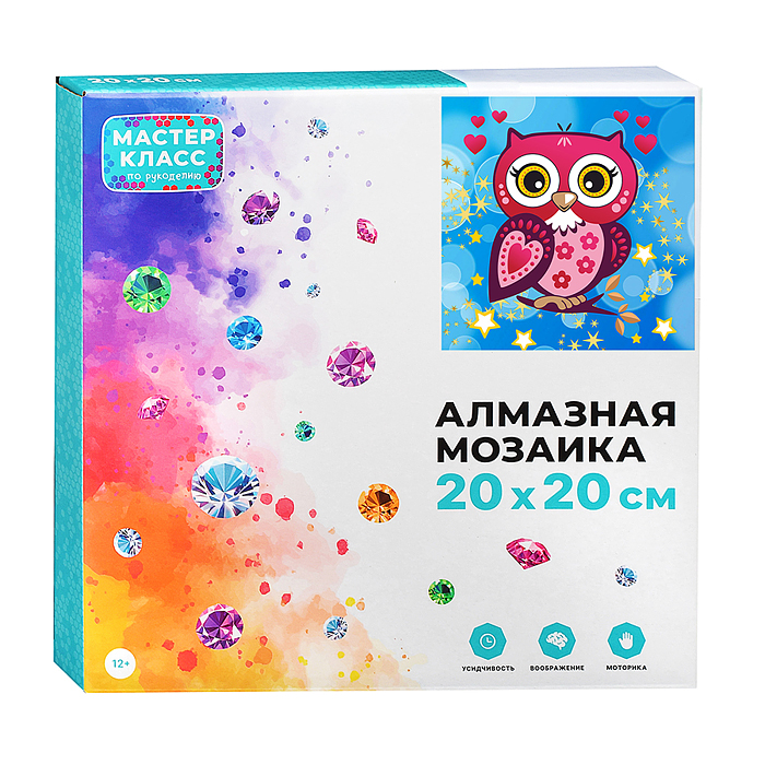Фото к товару Мозаика алмазная MKA2020-22 "Влюбленная совушка" 20*20см. Мозаика алмазная MKA2020-22 "Влюбленная совушка" 20*20см.
