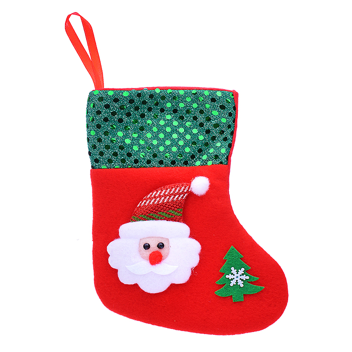 Новогоднее украшение S2315 "Рождественский носок" в пакете Новогоднее украшение S2315 "Рождественский носок" в пакете