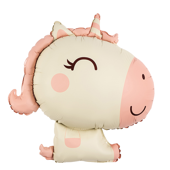 Шар (31''/79 см) Фигура, Милый единорог, Розовый, Сатин, 1 шт. в уп.