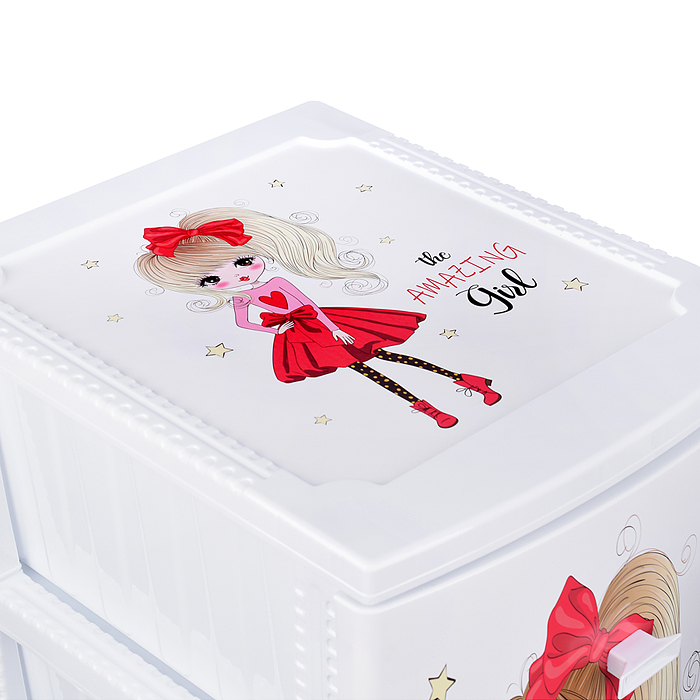 Фото к товару Комод "Декор" "Красотка" (монорисунок) 4 секции белый Комод "Декор" "Красотка" (монорисунок) 4 секции белый