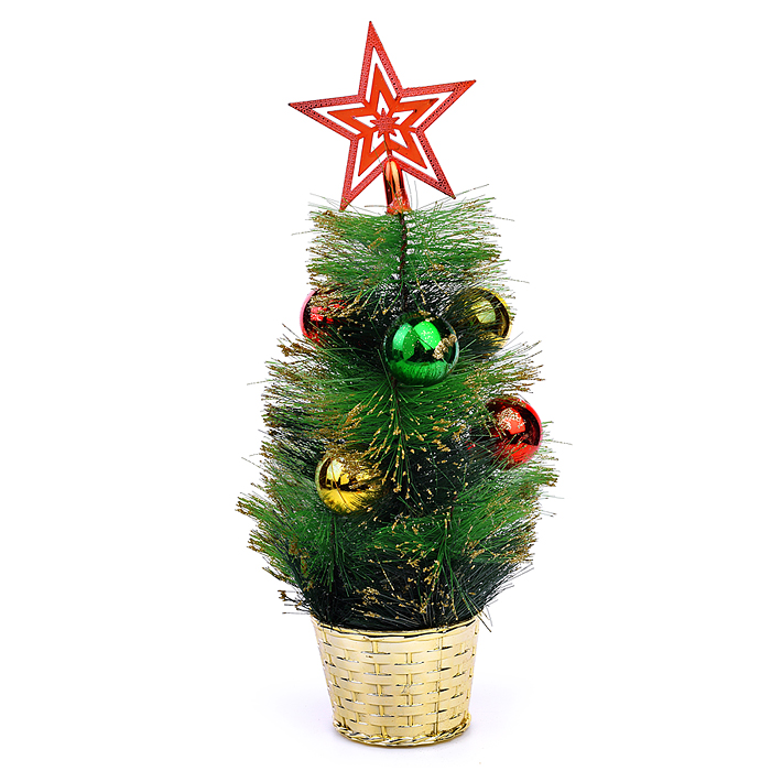 Сувенирная елочка S1885 с цветными шариками, 35см Сувенирная елочка S1885 с цветными шариками, 35см