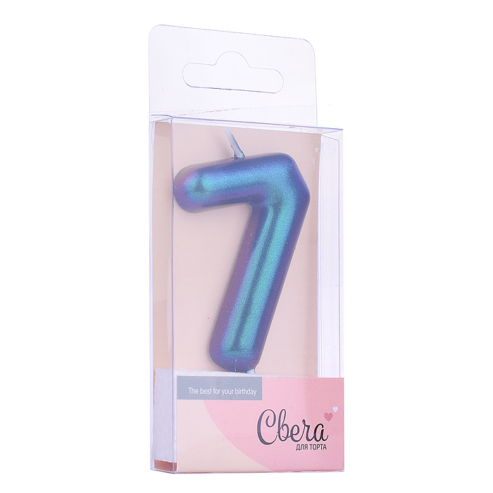 Свеча Цифра, 7, Фантом, Хамелеон, 4*6 + 2,5 см, 1 шт. с держат.