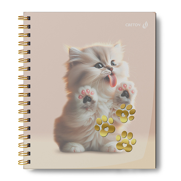Тетрадь 96л. клетка "Мур-мяу" с пластик. обложкой с тисн. золотой фольгой, Тетрадь 96л. клетка "Мур-мяу" с пластик. обложкой с тисн. золотой фольгой,