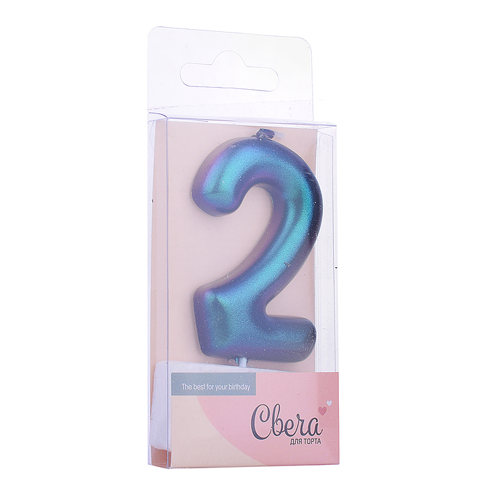Свеча Цифра, 2, Фантом, Хамелеон, 4*6 + 2,5 см, 1 шт. с держат.