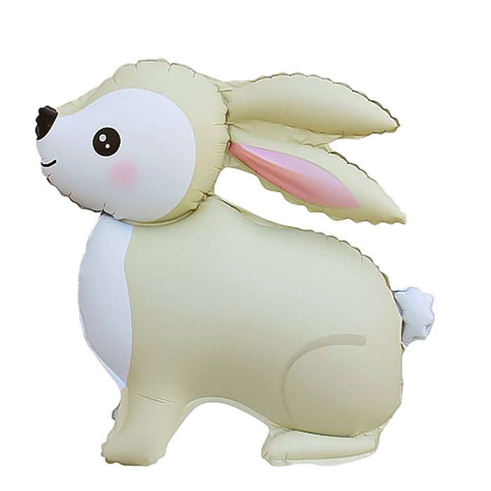 Шар 3D (24''/61 см) Фигура, Лесной Зайка, Кремовый, Сатин, 1 шт. в уп.