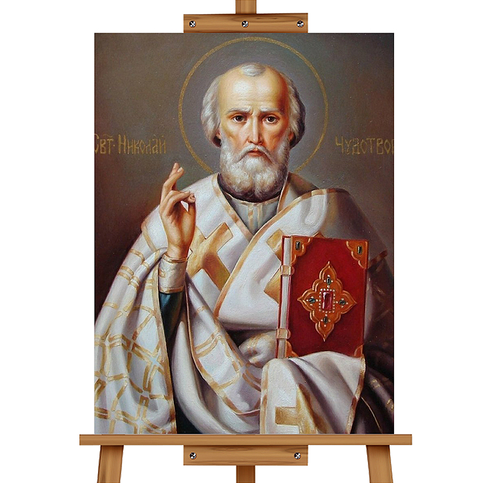 Фото к товару Мозаика алмазная MKA4030-57 "Николай Чудотворец" 30*40см. Мозаика алмазная MKA4030-57 "Николай Чудотворец" 30*40см.