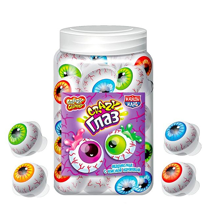 Мармелад "Crazy Глаз" с кислой начинкой 10гр (30шт)