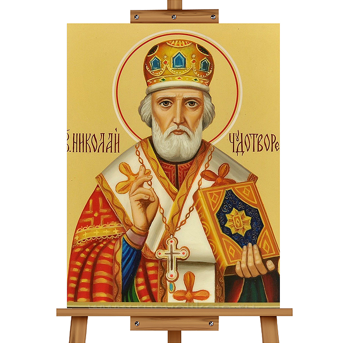 Фото к товару Мозаика алмазная MKA4030-55 "Николай Чудотворец" 30*40см. Мозаика алмазная MKA4030-55 "Николай Чудотворец" 30*40см.