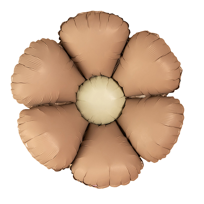 Шар (24''/61 см) Цветок, Ромашка (надув воздухом), Бежевый, Сатин, 1 шт. в уп.