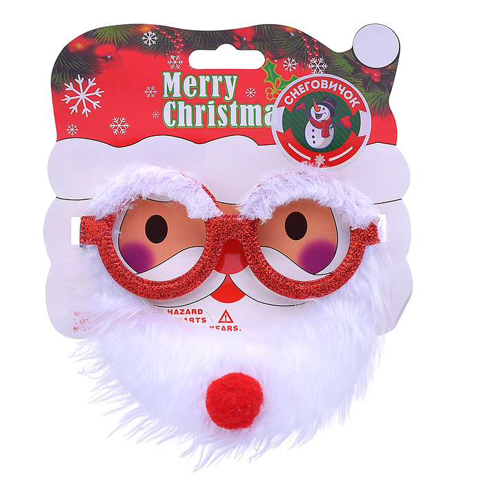 Очки карнавальные S2313 "Дедушка Мороз" в пакете