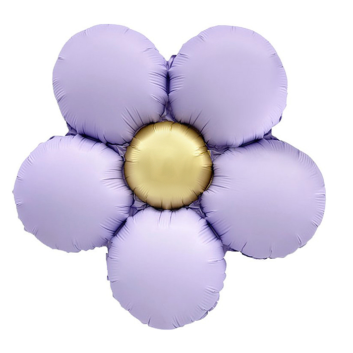 Шар (18''/46 см) Цветок, Ромашка (надув воздухом), Сиреневый, Сатин, 1 шт. в уп.